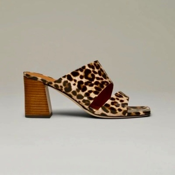 M. GEMI The Zola Camel Leopard Print Patent Leather Sandals Mules Shoes 38.5 8 - Picture 13 of 13
